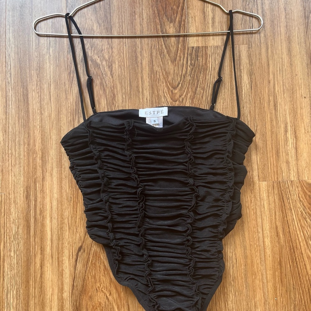 Black Ruched Corset Tank Top